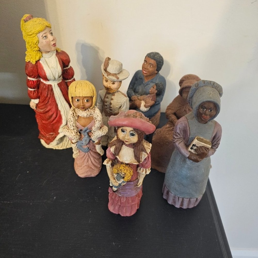 Vintage Resin Figurines Pioneer Primitive Civil War Period Pieces Dated 1989
